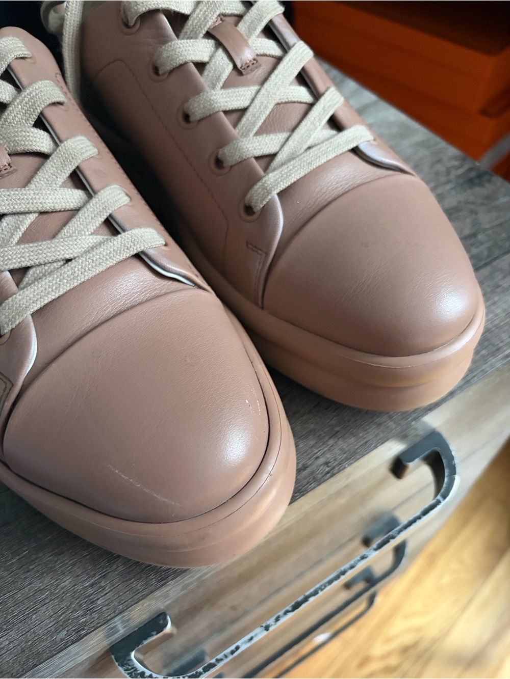 Hermes’ Happy Leather Sneakers in Dusty Pink - Picture 8 of 8